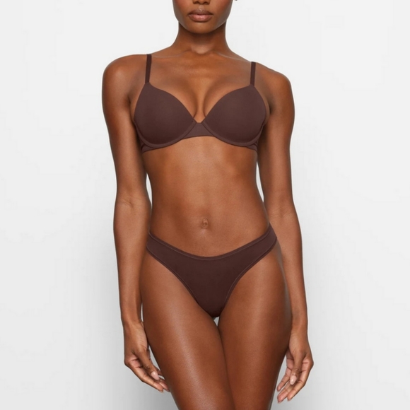 SKIMS Fits Everybody T-SHIRT BRA Cocoa Womens Size 46DDD - Picture 2 of 4